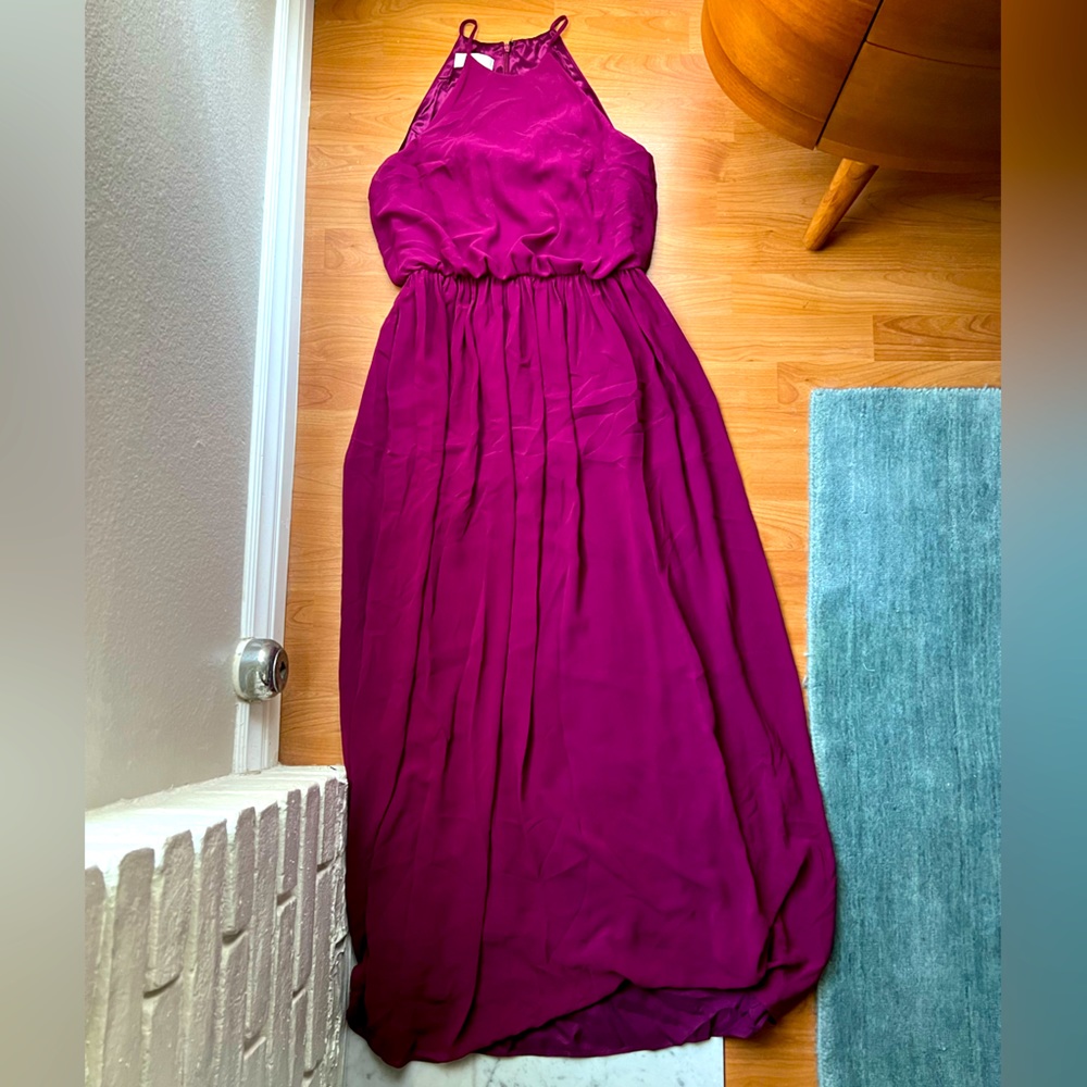 Donna Morgan BHLDN Black Cherry bridesmaid dress